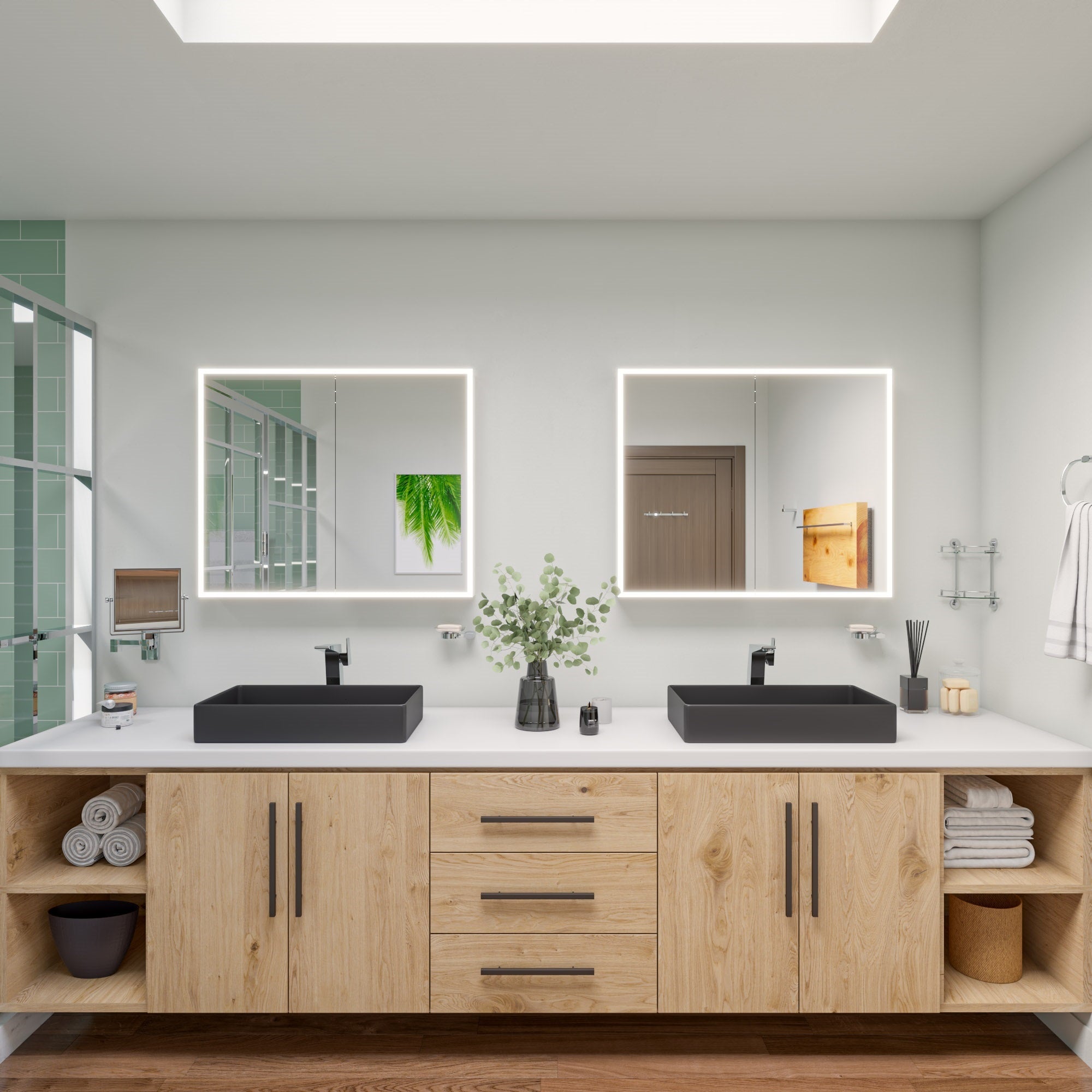 Alternate Image for ALFI brand ABMC3630 36" x 30" Double Door LED Light Medicine Cabinet, Aluminum, Gray