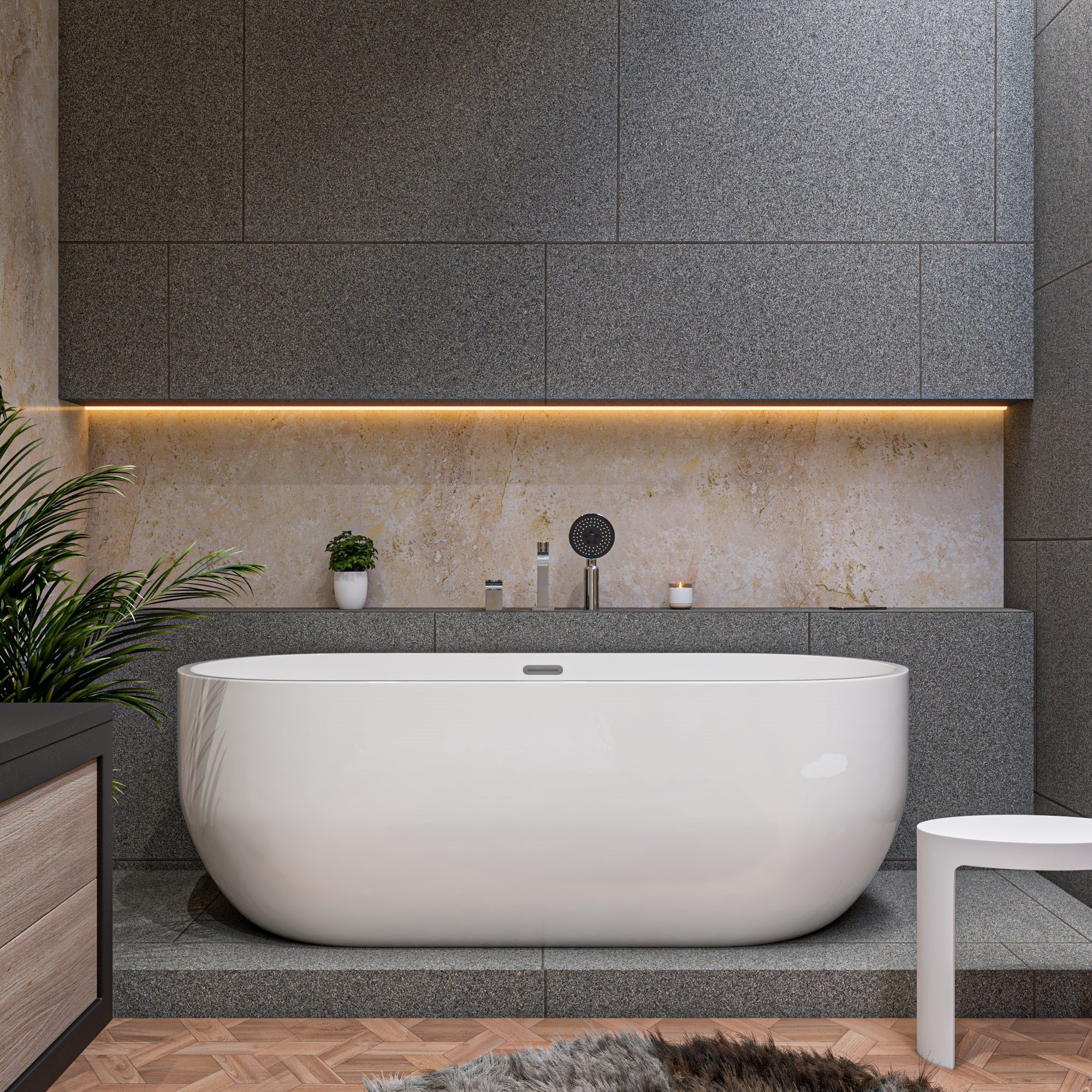 Alternate Image for ALFI brand Brass, AB2703-PC Polished Chrome Deck Mounted Tub Filler and Round Hand Held Shower Head