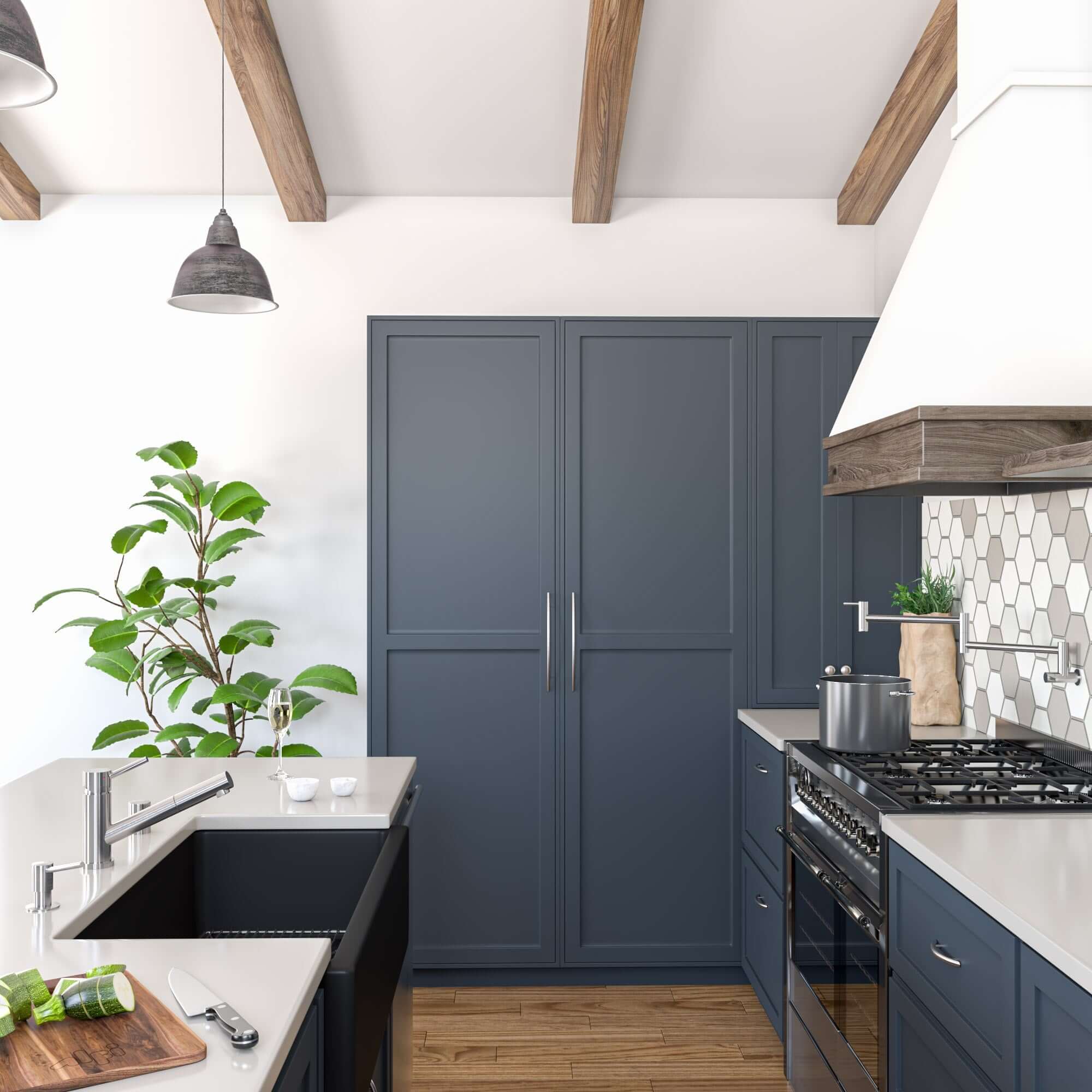 Alternate Image for ALFI 36" Single Bowl Fireclay Farmhouse Kitchen Sink, Black Matte, Reversible, AB3618HS-BM