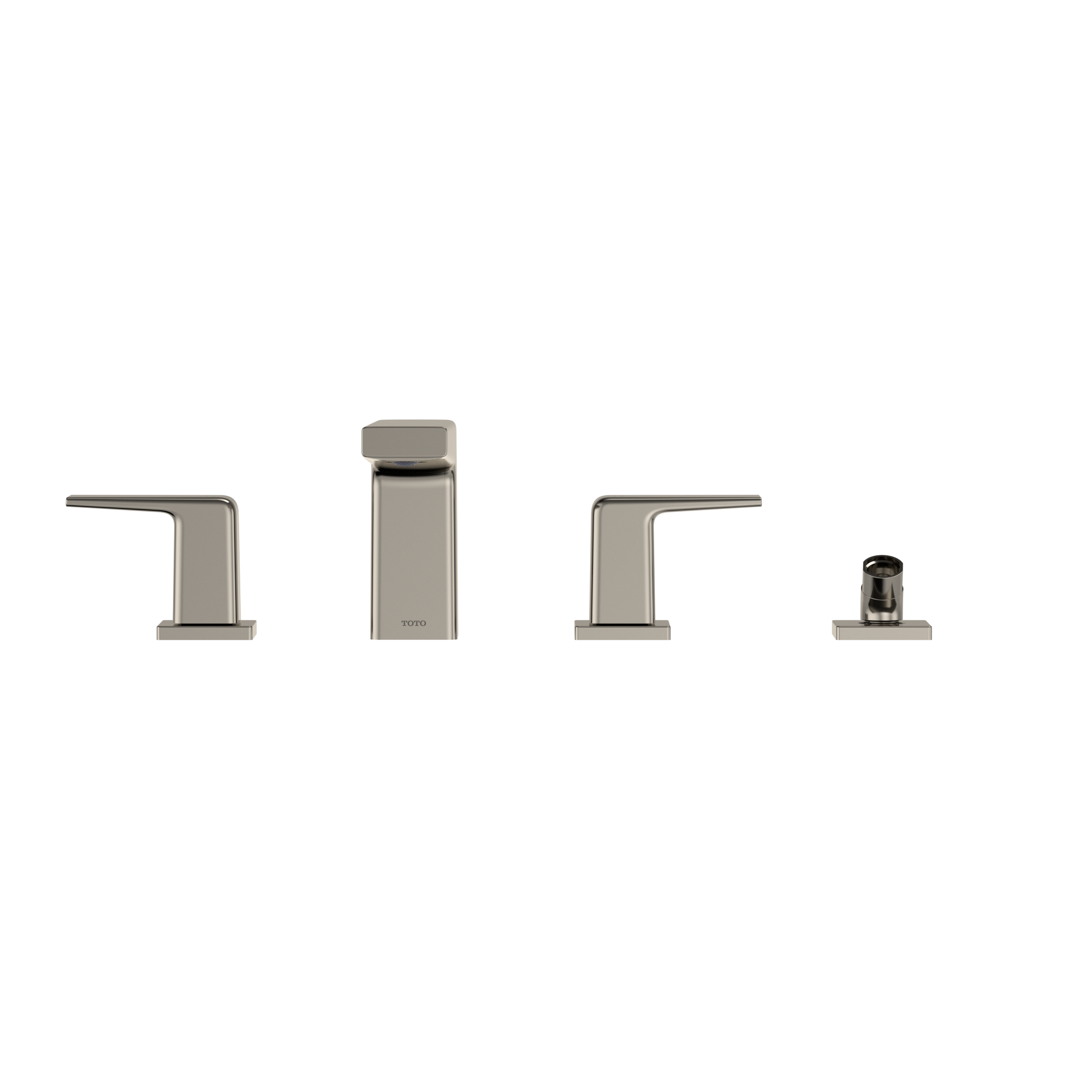 TOTO GB Two-Handle Deck-Mount Roman Tub Filler Trim with Handshower, Polished Nickel, Brass, TBG10202U#PN