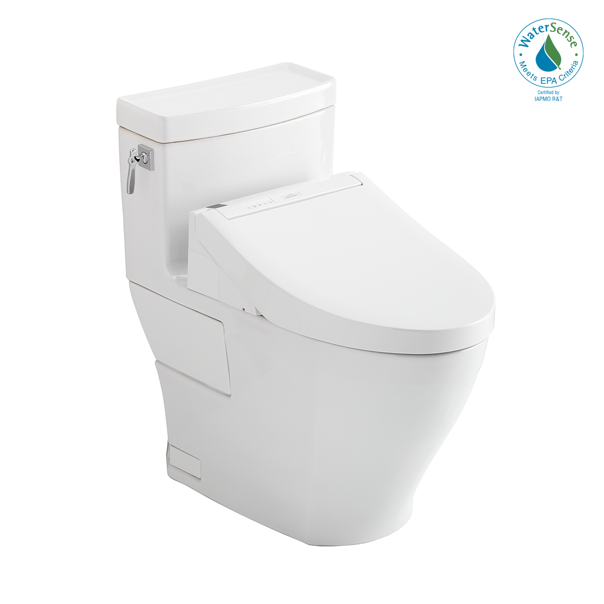 Alternate Image for TOTOWASHLET+ Aimes One-Piece Elongated 1.28 GPF Toilet and WASHLET C5 Bidet Seat, Cotton White, Vitreous China|Plastic, MW6263084CEFG#01