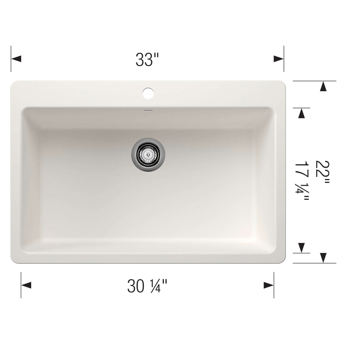 Alternate Image for Blanco Liven 33" Dual Mount Silgranit Kitchen Sink, White, 1 Faucet Hole, 443197