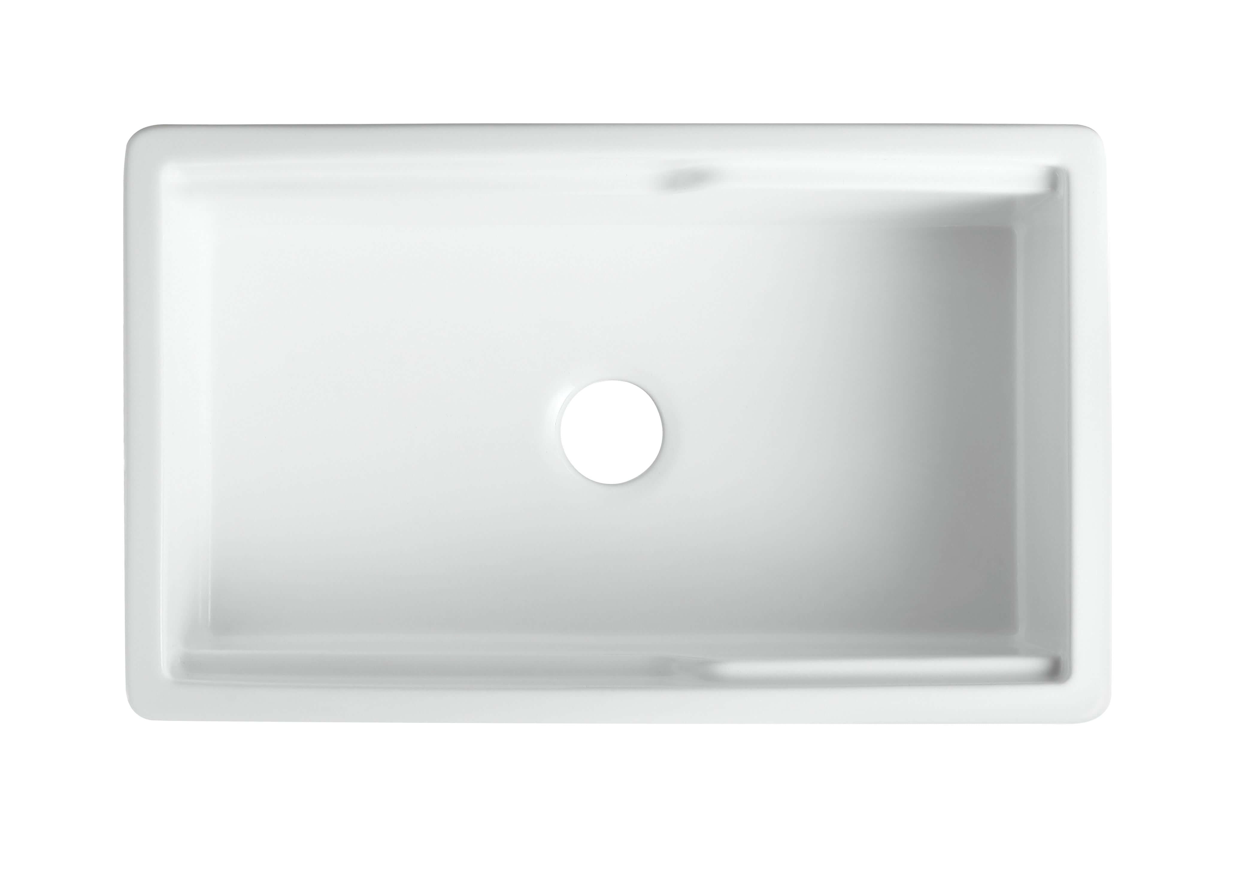 ALFI brand 32 fireclay workstation farmhouse step rim sink white product image