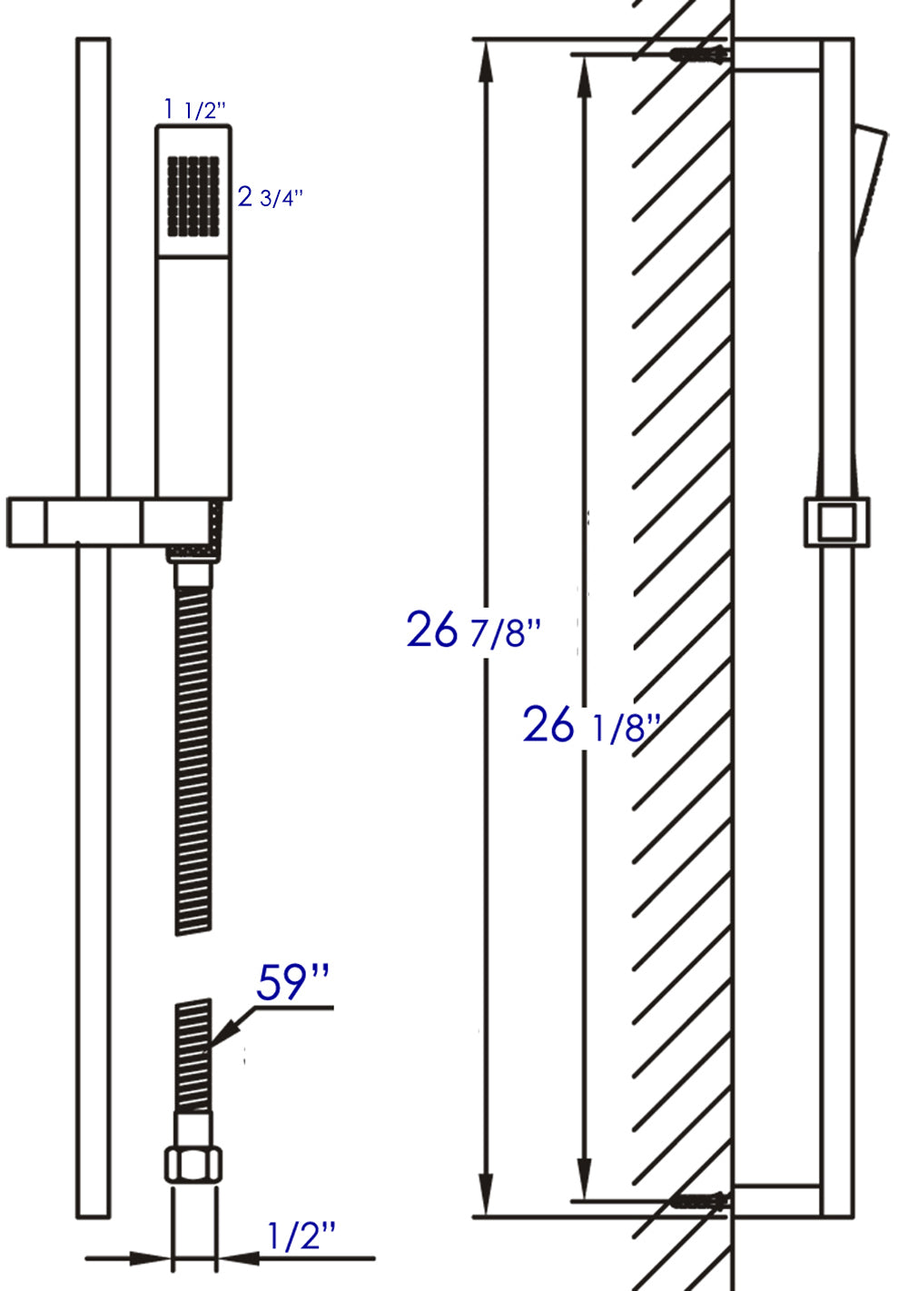 ALFI brand AB7606-BN Brushed Nickel Sliding Rail Hand Held Shower Head Set with Hose, Brass