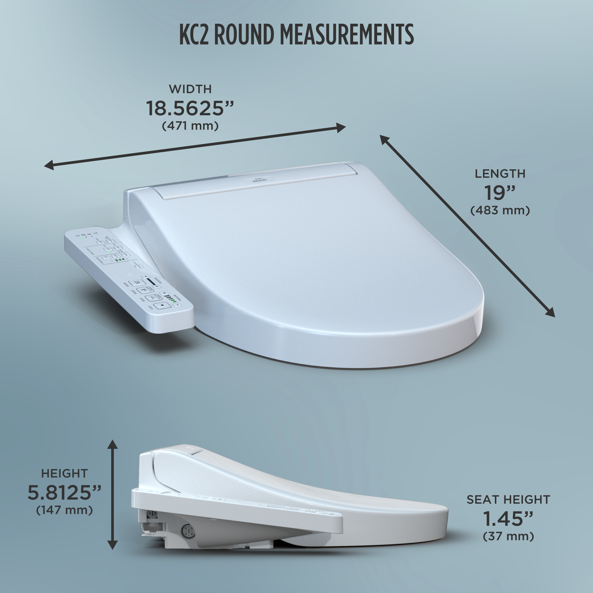 Alternate Image for TOTO WASHLET KC2 Electronic Bidet Toilet Seat with Heated Seat and SoftClose Lid, Round, Cotton White, Plastic, SW3023#01