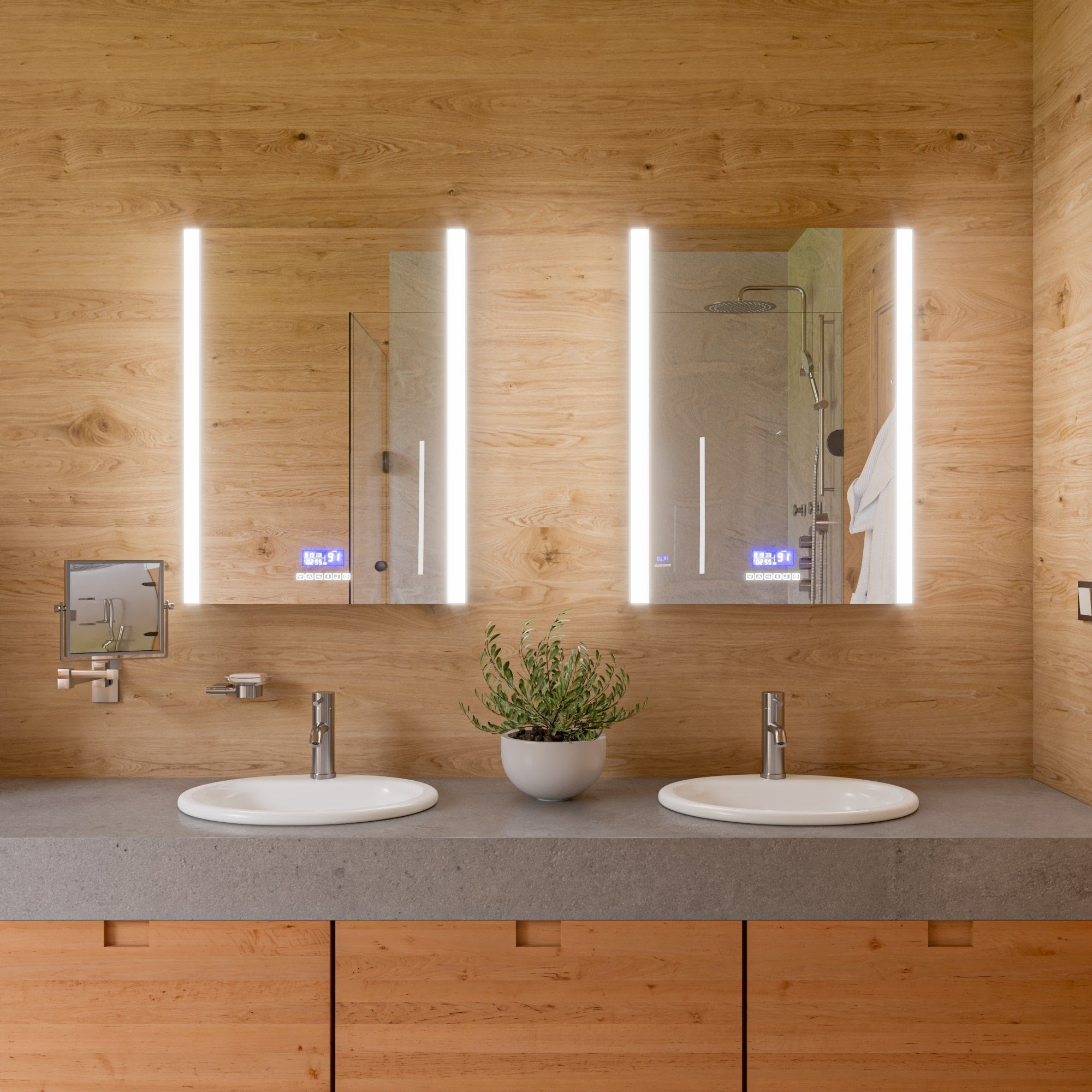 Alternate Image for ALFI brand ABM8WS-BN 8" Square Wall Mounted 5x Magnify Cosmetic Mirror