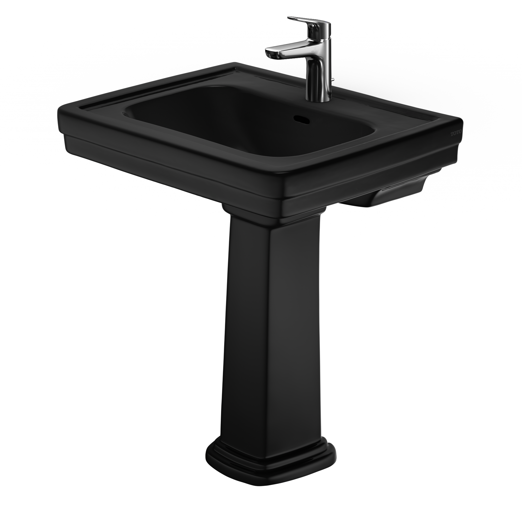 Alternate Image for TOTO Promenade 27-1/2" x 22-1/4" Rectangular Pedestal Bathroom Sink for Single Hole Faucets, Ebony, LPT530.8N#51, Vitreous China, LPT530N#51