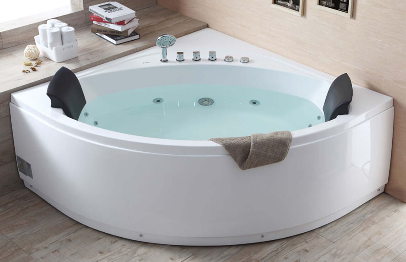 Alternate Image for Eago 59" Acrylic Corner Neo-angle Round Bathtub, White, AM200