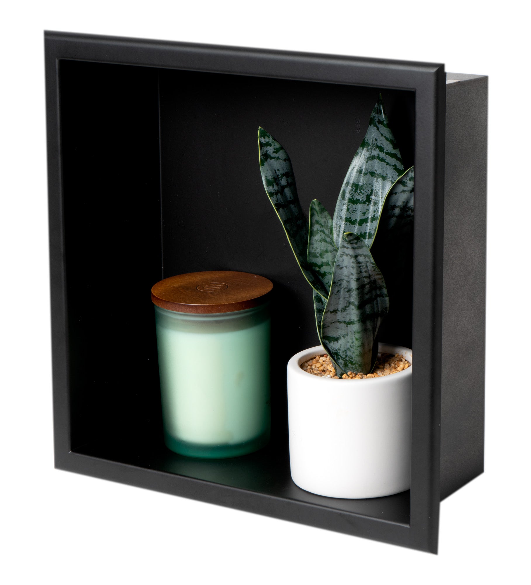 Alternate Image for ALFI brand ABNC1212-BLA 12" x 12" Black Matte Stainless Steel Square Single Shelf Bath Shower Niche, 20 Gauge