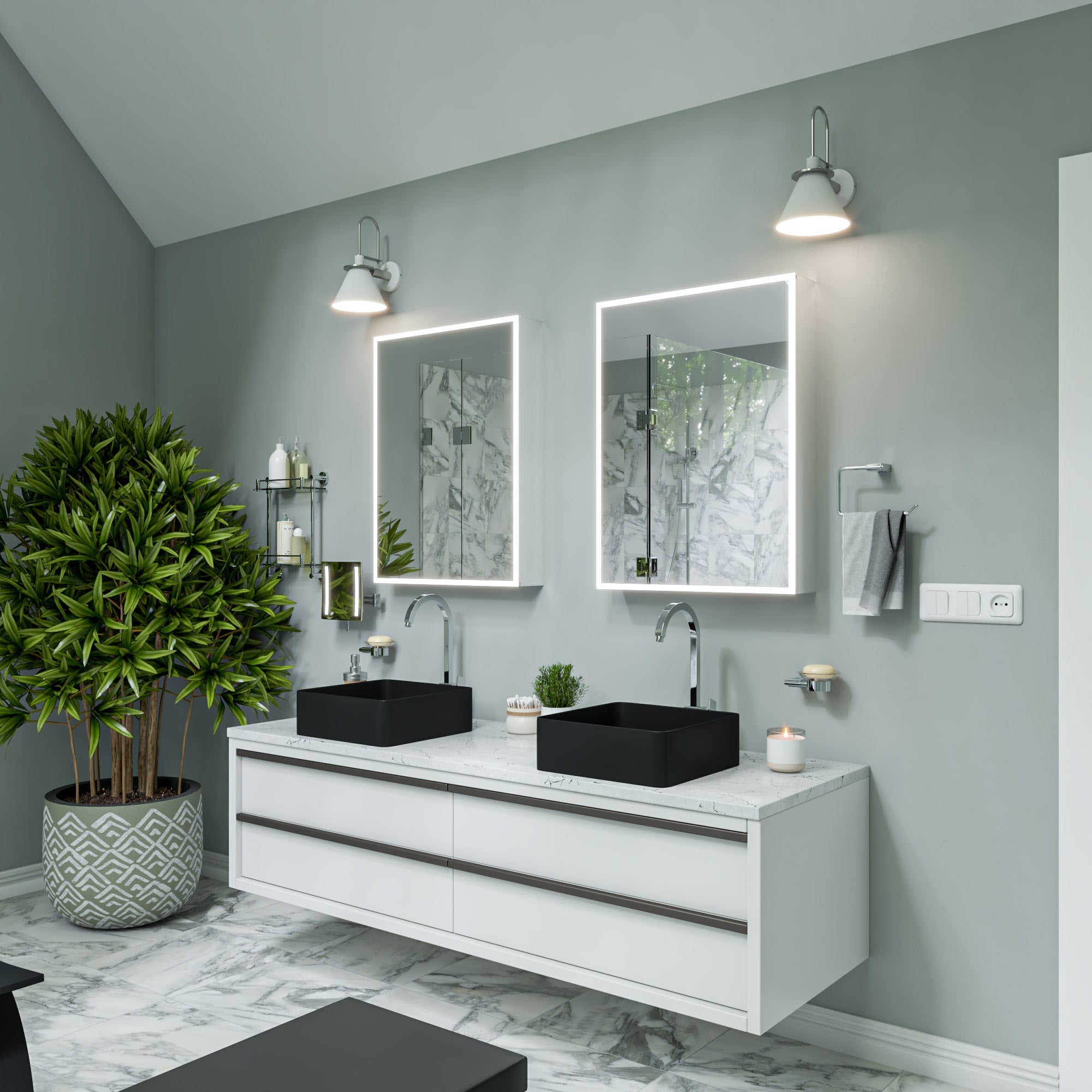 Alternate Image for ALFI brand 15.13" x 15.13" Square Above Mount Porcelain Bathroom Sink, Black Matte, No Faucet Hole, ABC903-BM