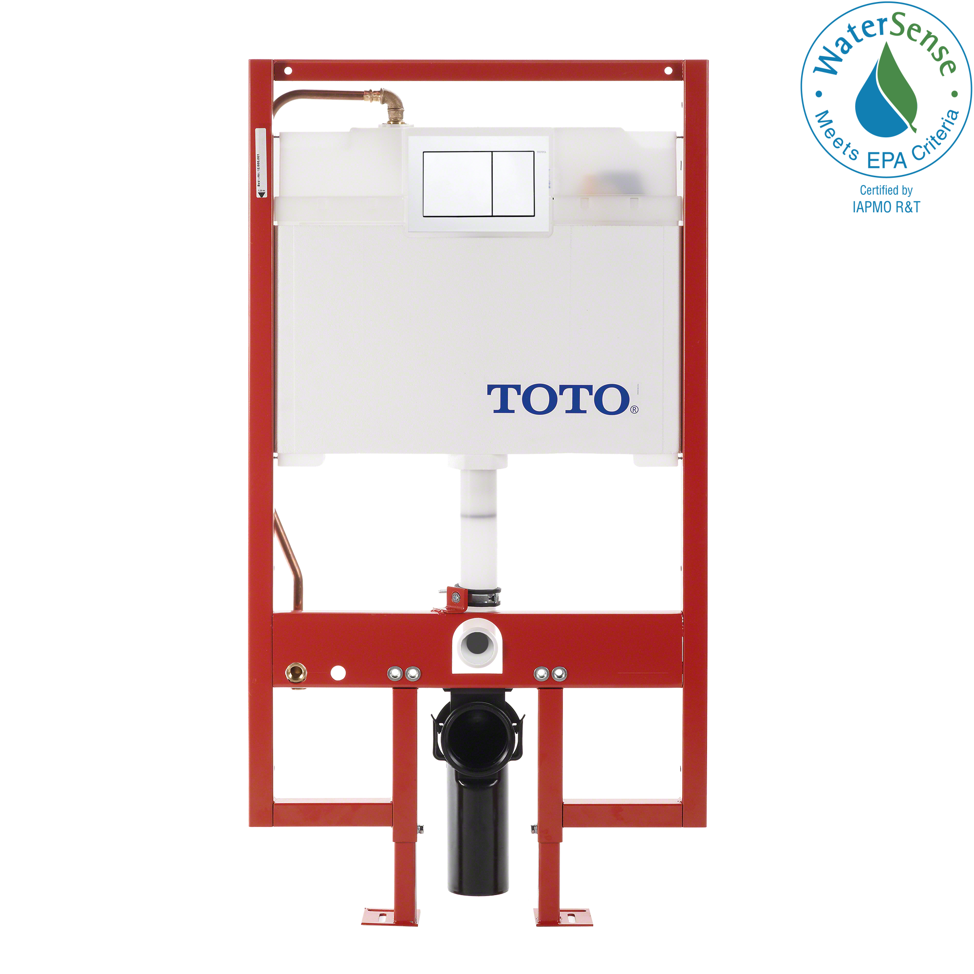 TOTO DuoFit In-Wall Dual Flush 0.9 and 1.6 GPF Tank System Copper Supply line and White Rectangular Push Plate, Stainless Steel, WT152800M#WH