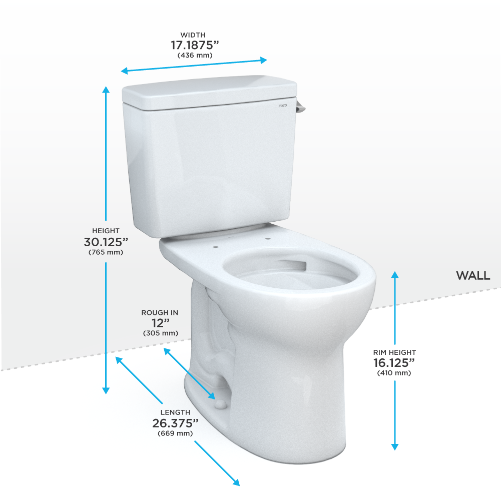TOTO Drake Two-Piece Round 1.28 GPF Universal Height TORNADO FLUSH Toilet with CEFIONTECT, Cotton White, Vitreous China, CST775CEFRG#01
