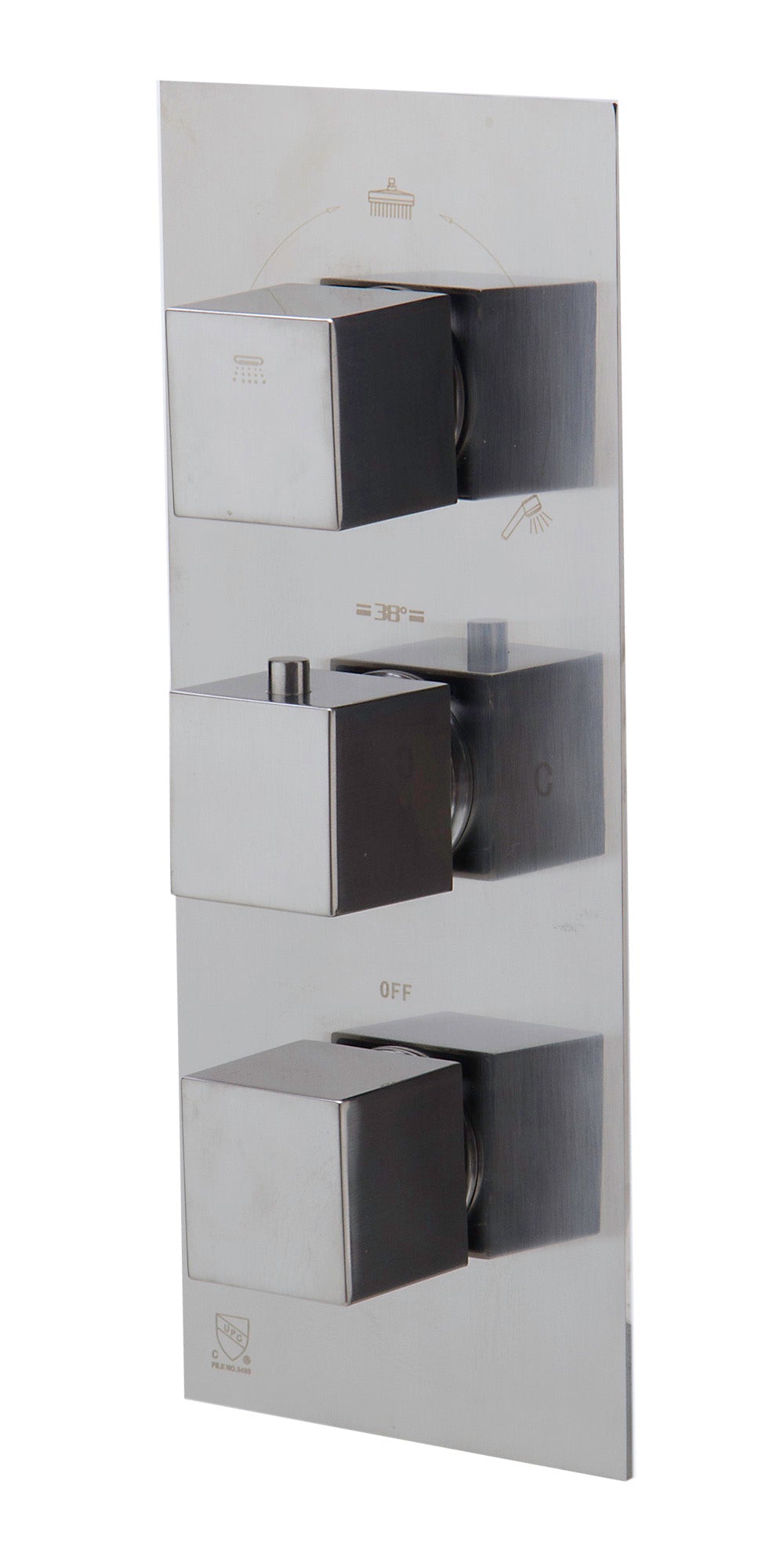 Main Image of ALFI brand AB2801-BN Brushed Nickel Concealed 3-Way Thermostatic Valve Shower Mixer Square Knobs, Brass