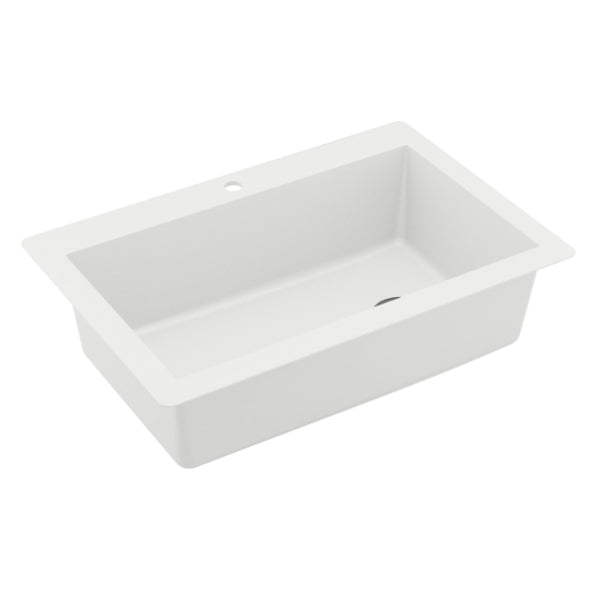 Alternate Image for Karran 33" Drop In/Topmount Quartz Composite Kitchen Sink, White, QT-670-WH-PK1