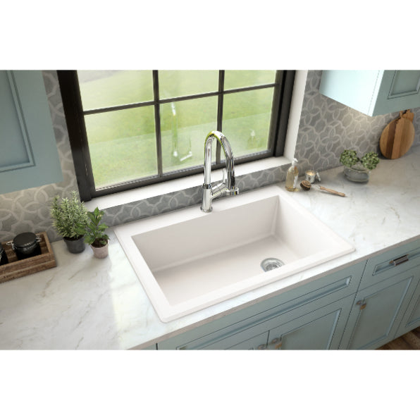 Alternate Image for Karran 33" Drop In/Topmount Quartz Composite Kitchen Sink, White, QT-670-WH-PK1