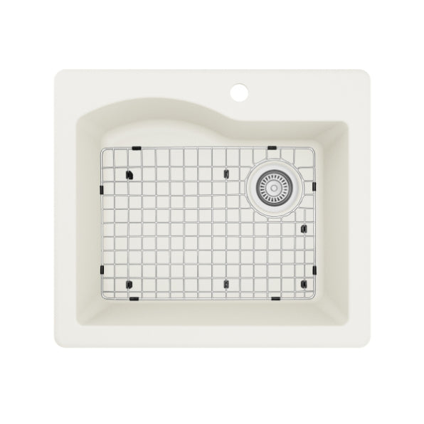 Alternate Image for Karran 25" Drop In/Topmount Quartz Composite Kitchen Sink, White, QT-671-WH-PK1