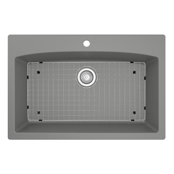 Alternate Image for Karran 33" Drop In/Topmount Quartz Composite Kitchen Sink, Grey, QT-712-GR-PK1
