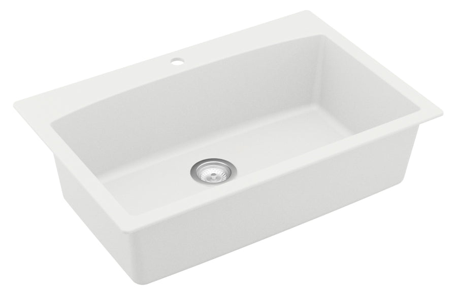 Alternate Image for Karran 33" Drop In/Topmount Quartz Composite Kitchen Sink, White, QT-712-WH-PK1