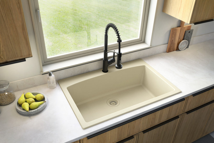 Alternate Image for Karran 33" Drop In/Topmount Quartz Composite Kitchen Sink, Bisque, QT-712-BI-PK1