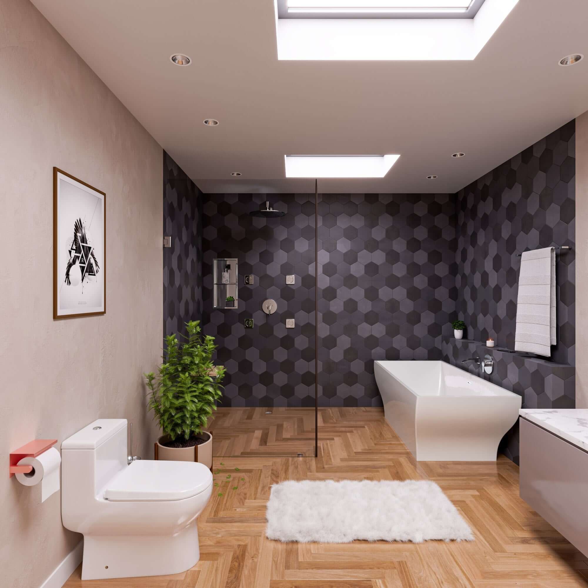 Alternate Image for ALFI brand 67" Acrylic Free Standing Rectangle Soaking Bathtub, White, AB8840