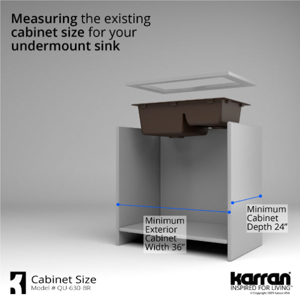 Alternate Image for Karran 32" Undermount Quartz Composite Kitchen Sink, 60/40 Double Bowl, Brown, QU-630-BR