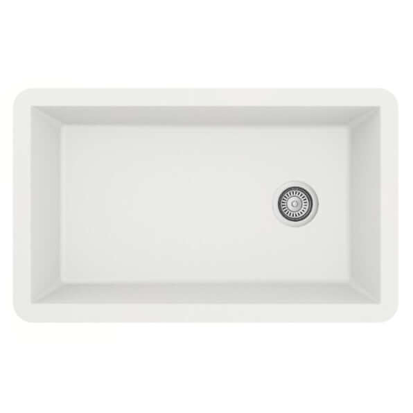 Alternate Image for Karran 32" Undermount Quartz Composite Kitchen Sink, White, QU-670-WH-PK1