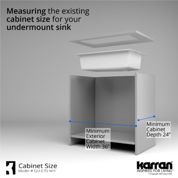 Alternate Image for Karran 32" Undermount Quartz Composite Kitchen Sink, White, QU-670-WH-PK1