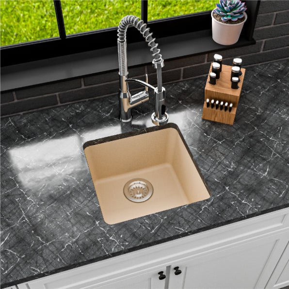 Alternate Image for Karran 17" Undermount Quartz Composite Kitchen Sink, Bisque, QU-690-BI