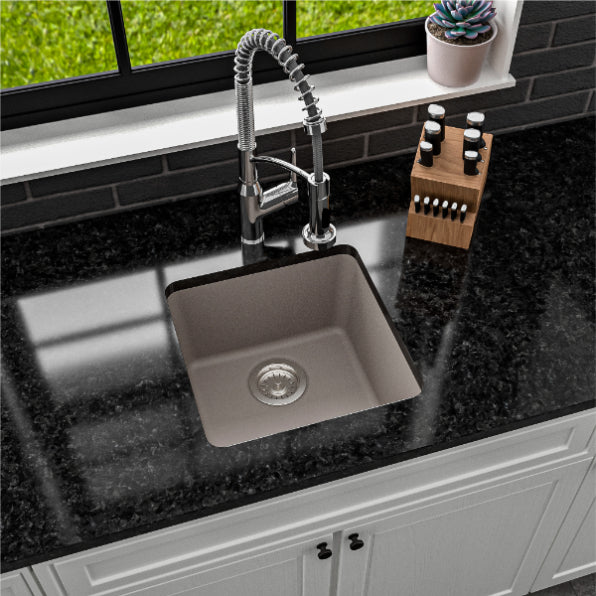 Alternate Image for Karran 17" Undermount Quartz Composite Kitchen Sink, Concrete, QU-690-CN