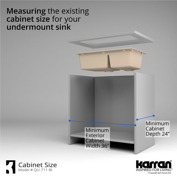 Alternate Image for Karran 32" Undermount Quartz Composite Kitchen Sink, 60/40 Double Bowl, Bisque, QU-711-BI-PK1