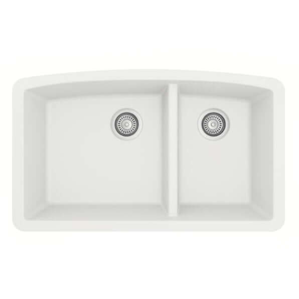 Alternate Image for Karran 32" Undermount Quartz Composite Kitchen Sink, 60/40 Double Bowl, White, QU-711-WH-PK1