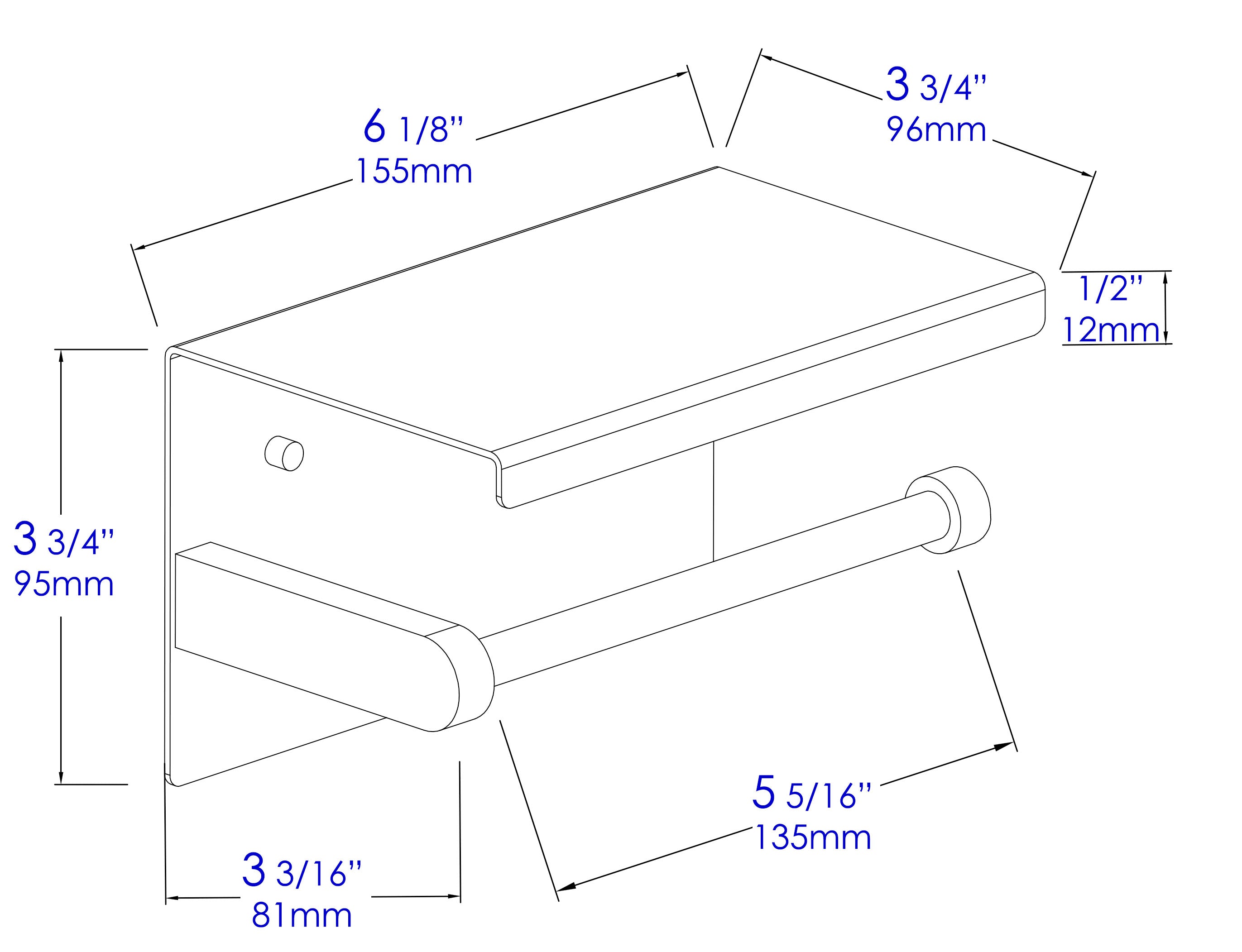 ALFI brand ABTP66-BSS Brushed Stainless Steel Toilet Paper Holder with Shelf