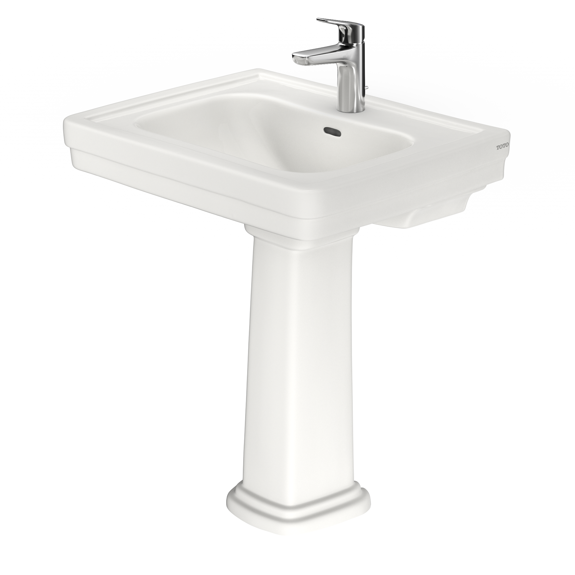 Alternate Image for TOTO Promenade 27-1/2" x 22-1/4" Rectangular Pedestal Bathroom Sink for Single Hole Faucets, Colonial White, LPT530.8N#11, Vitreous China, LPT530N#11