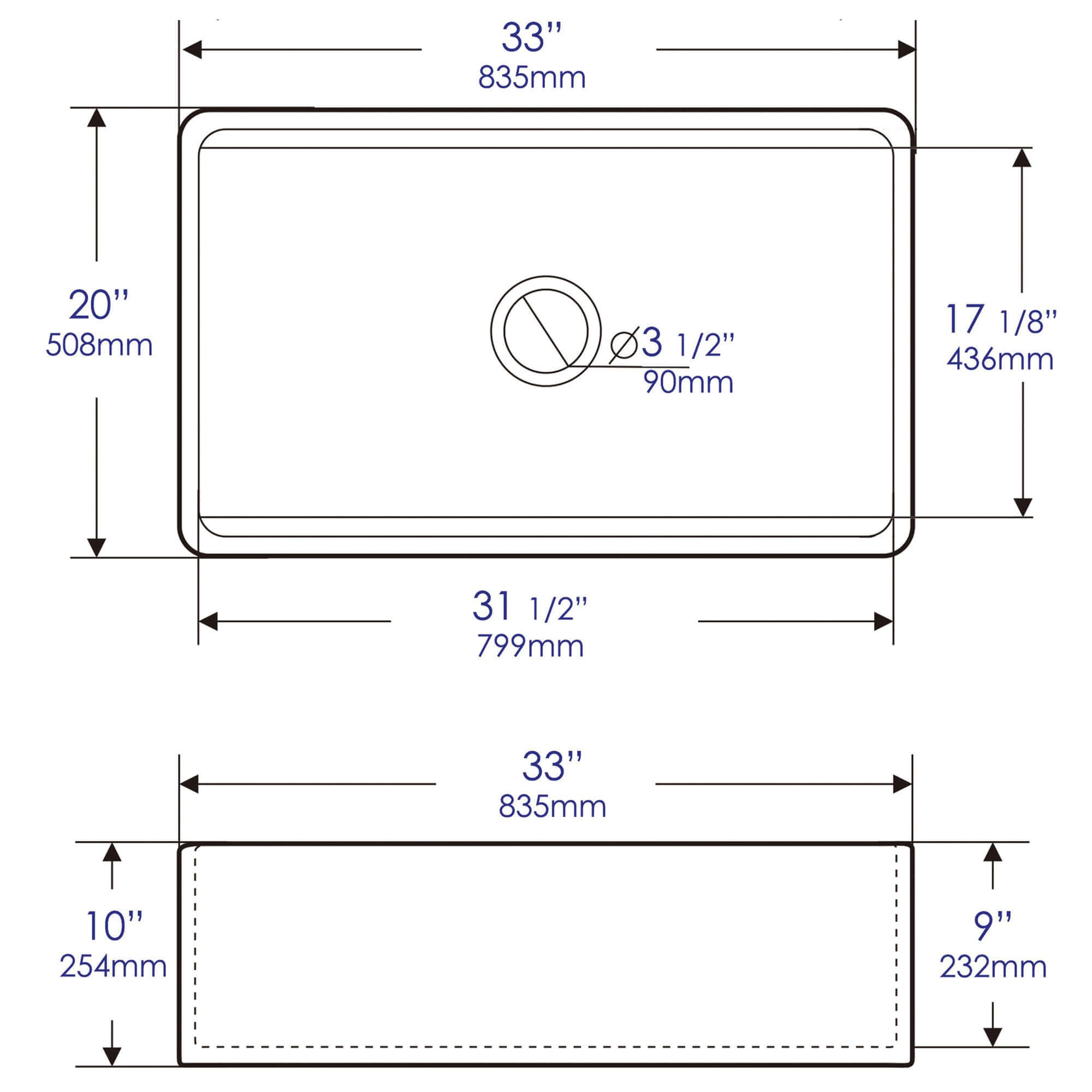 Alternate Image for ALFI brand 33" Fireclay Workstation Farmhouse Sink with Accessories, White, ABFS3320S-W