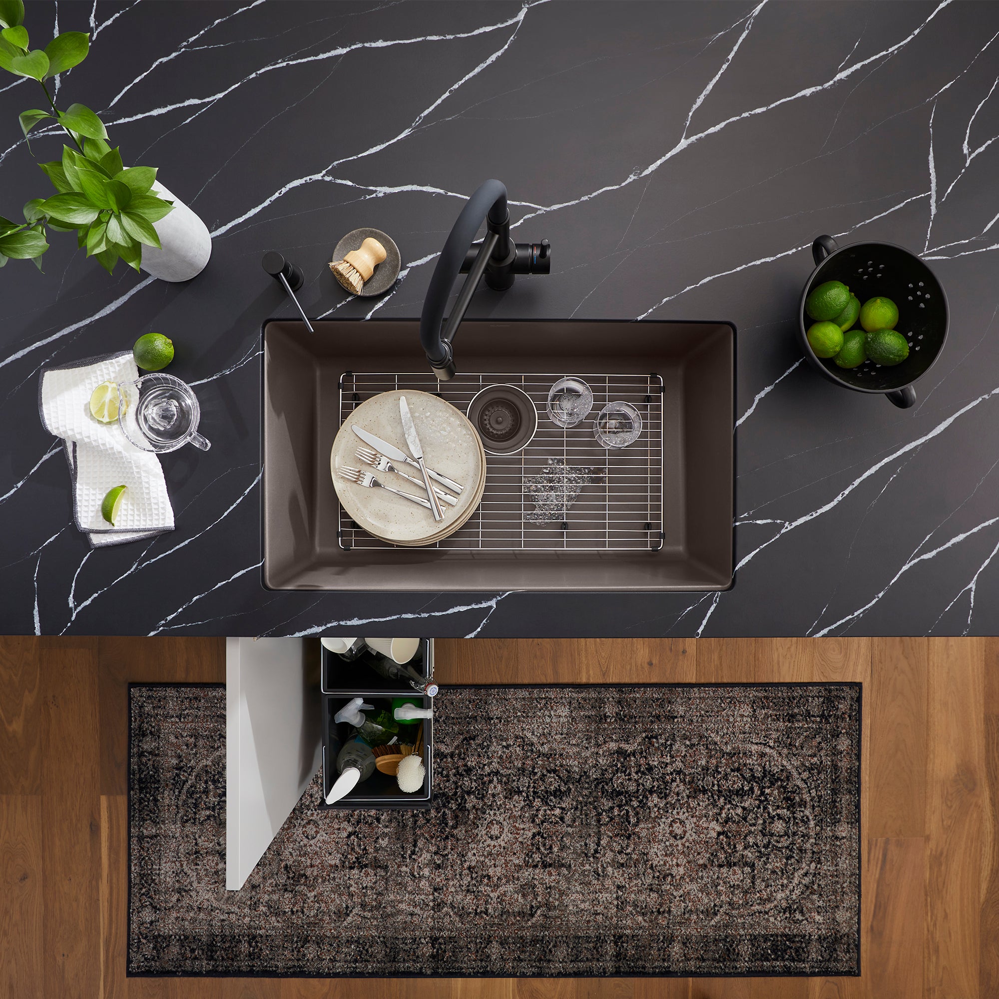 Alternate Image for Blanco Precis 32" Undermount Silgranit Kitchen Sink, Volcano Gray, No Faucet Hole, 443121