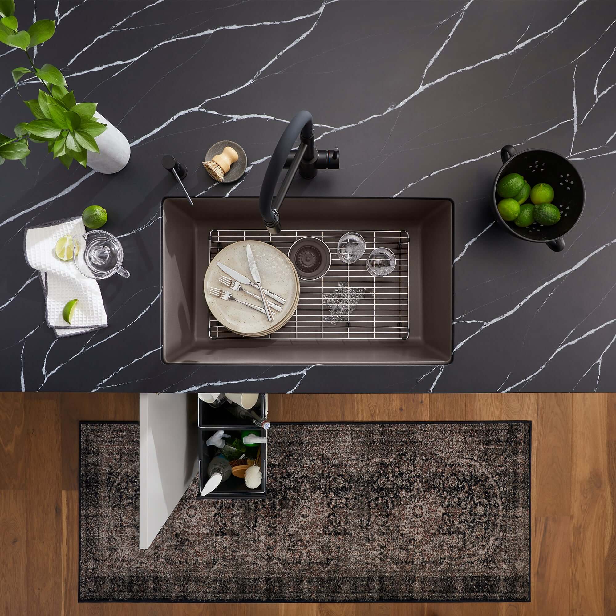 Alternate Image for Blanco Precis 32" Undermount Silgranit Kitchen Sink, Volcano Gray, No Faucet Hole, 443121