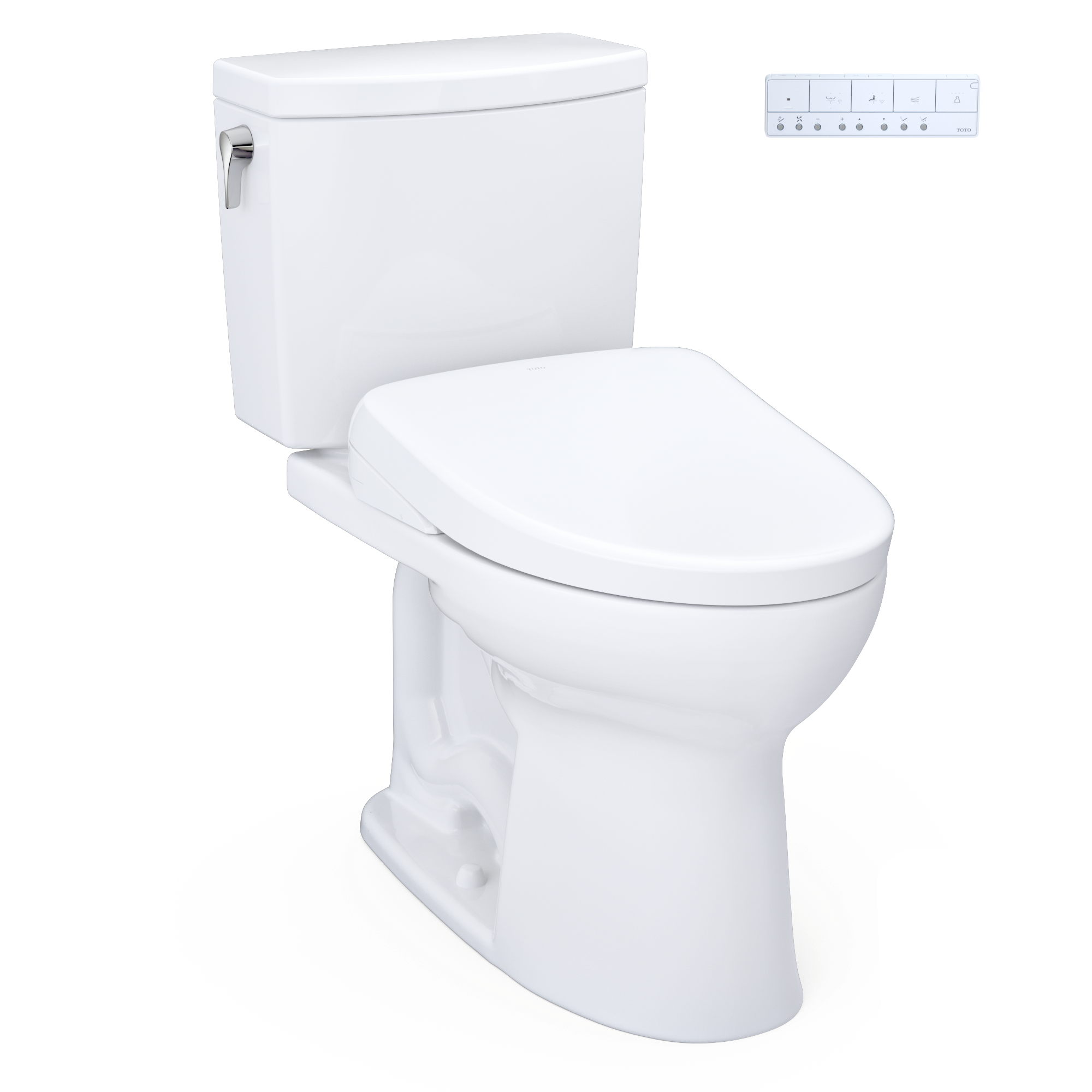 TOTO WASHLET+ Drake II 1G Two-Piece Elongated 1.0 GPF Toilet with Auto Flush WASHLET+ S7A Contemporary Bidet Seat, Cotton White, Vitreous China|Plastic, MW4544736CUFGA#01