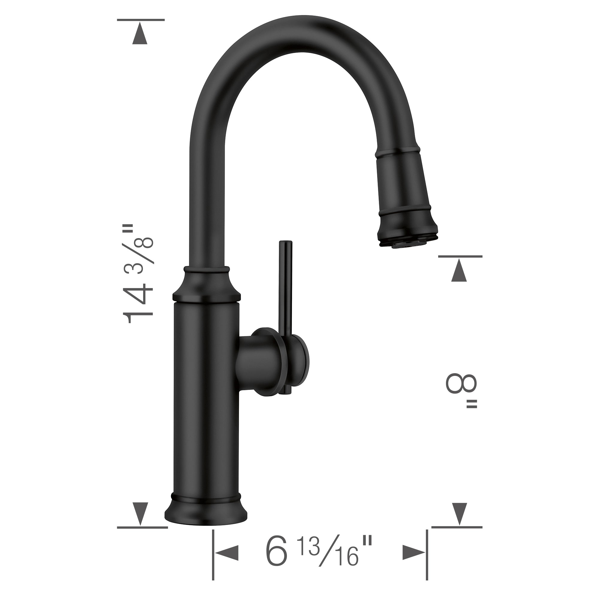 Alternate Image for Blanco Empressa Pull-Down Bar Faucet, Matte Black, 1.5 GPM, Brass, 443025