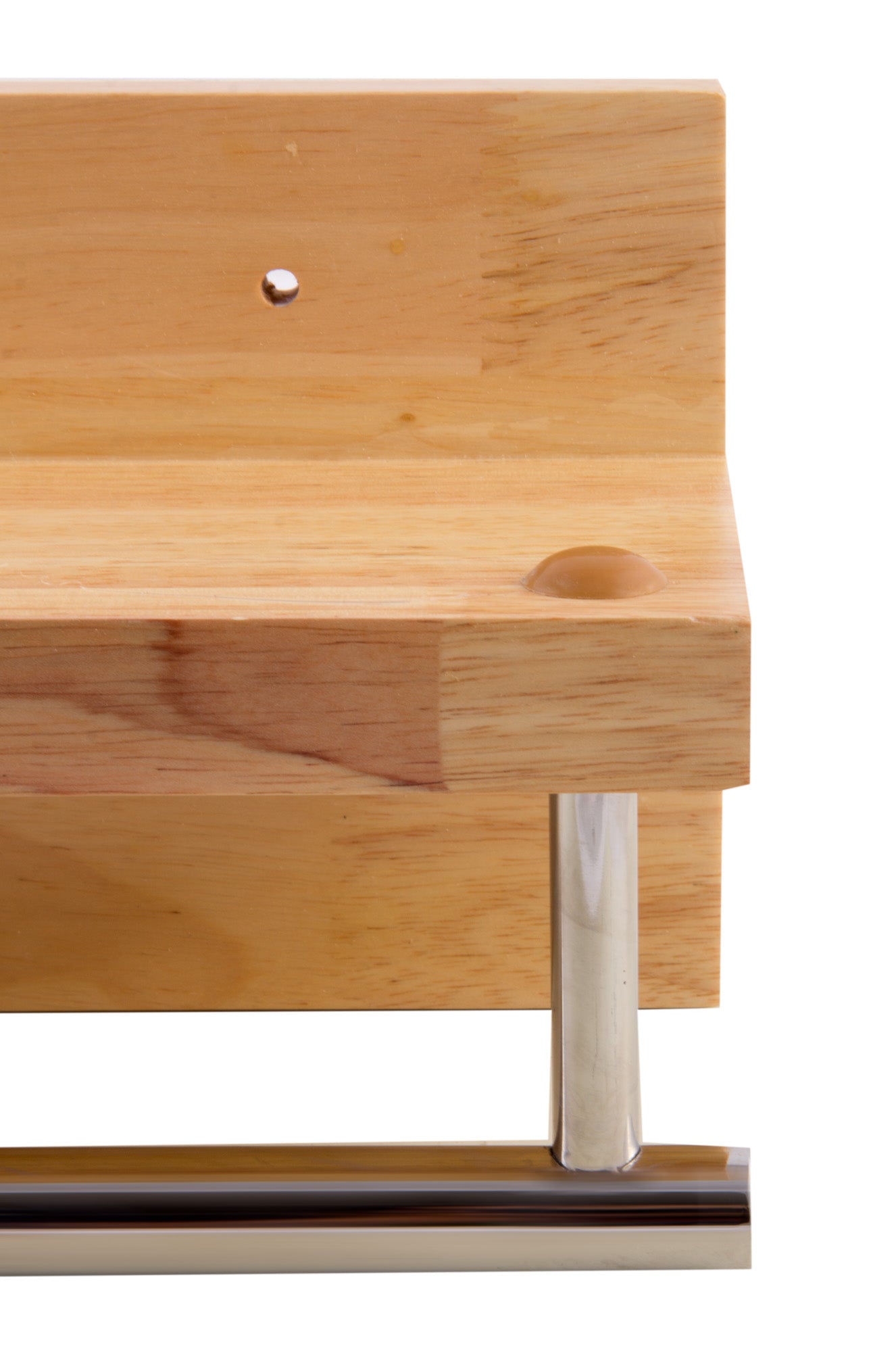 Alternate Image for ALFI brand AB5511 16" Wooden Shelf with Chrome Towel Bar Bathroom Accessory, Rubber Wood, Natural Wood