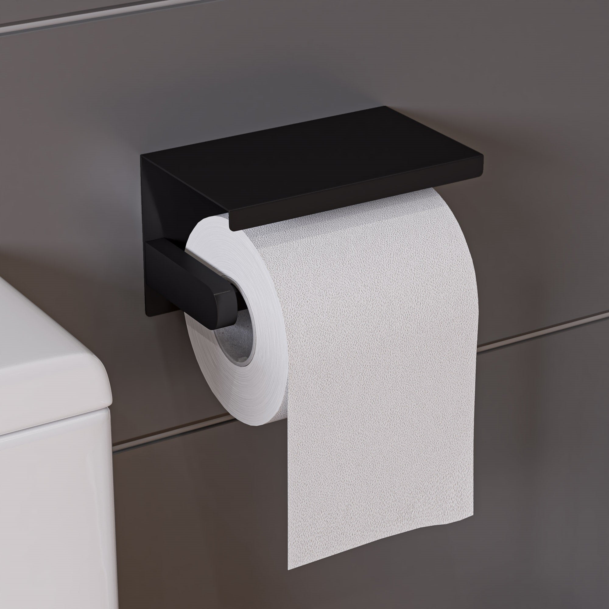 Alternative View of ALFI brand ABTPP66-BB Brushed Black PVD Stainless Steel Toilet Paper Holder with Shelf