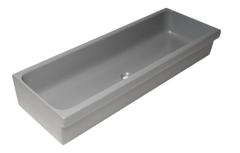 ALFI brand 47.4" x 17.75" Rectangle Above Mount or Semi Recessed Fireclay Bathroom Sink, Gray Matte, No Faucet Hole, AB48TRGM