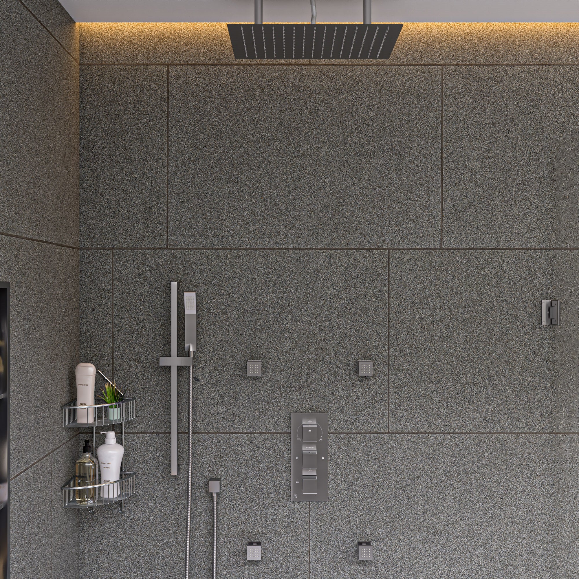 Alternative View of ALFI brand AB2801-BN Brushed Nickel Concealed 3-Way Thermostatic Valve Shower Mixer Square Knobs, Brass