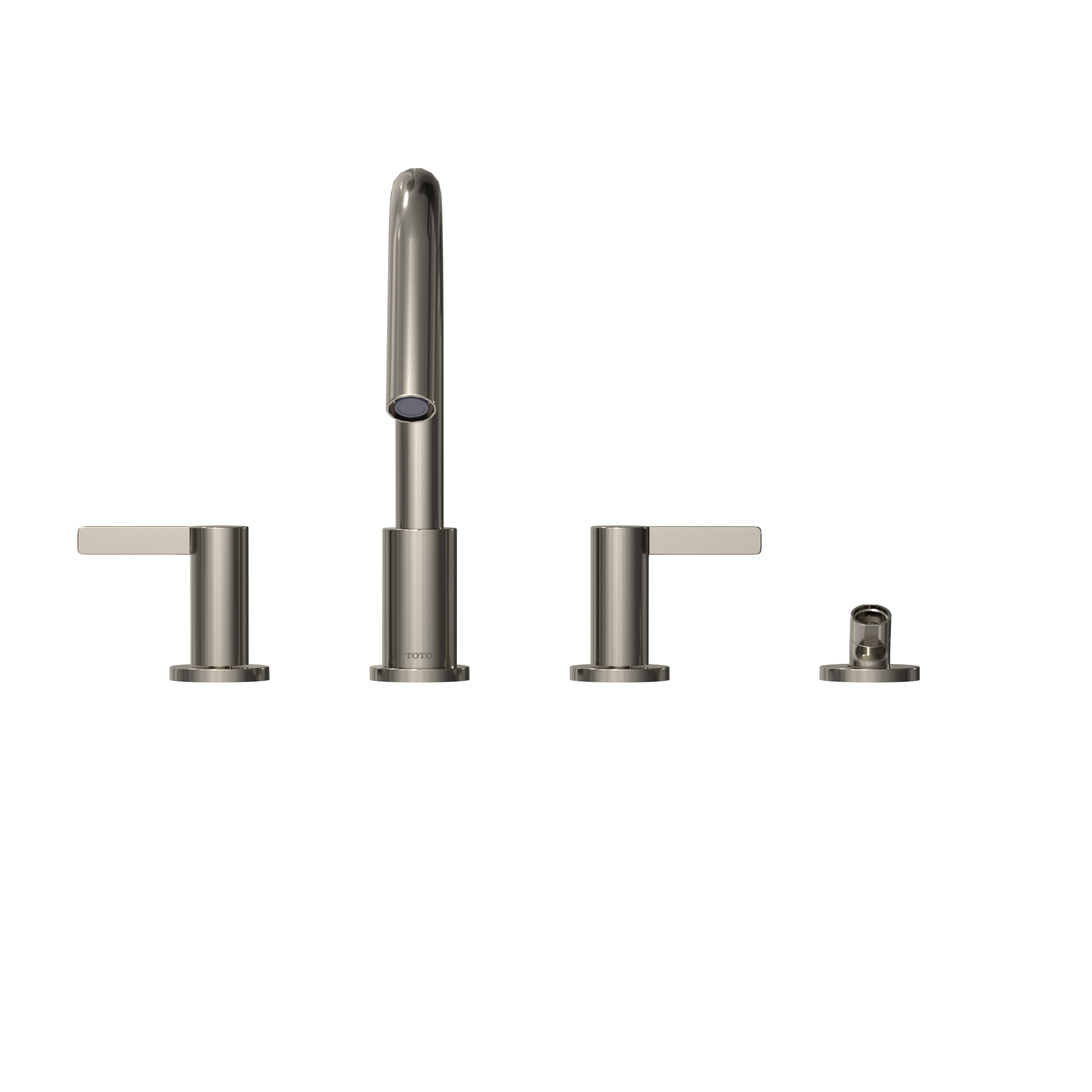 Alternate Image for TOTO GF Two Lever Handle Deck-Mount Roman Tub Filler Trim with Handshower, Polished Nickel, Brass, TBG11202UA#PN
