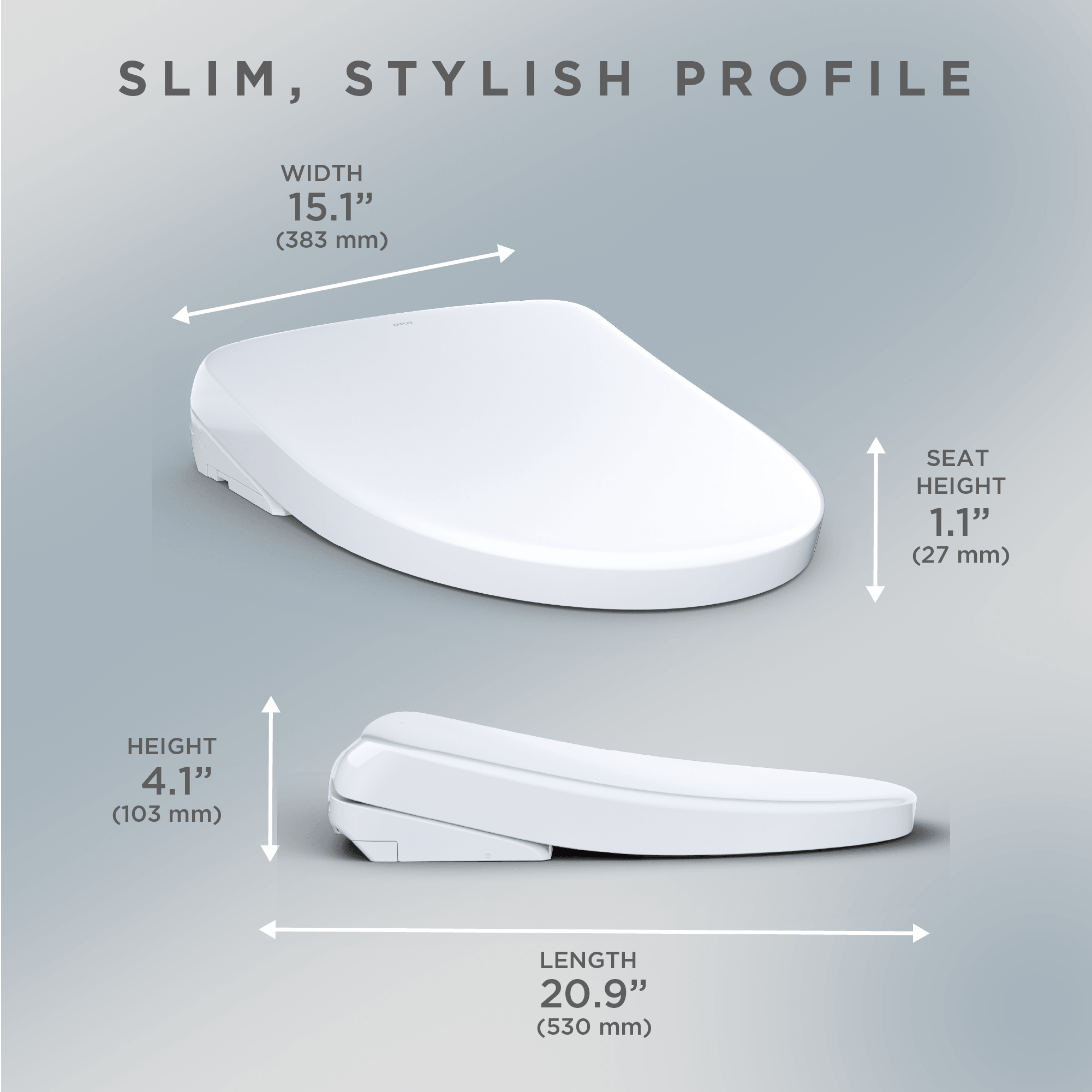 Alternate Image for TOTO S7A WASHLET+ Electronic Bidet Toilet Seat with EWATER+ Bowl and Wand Cleaning, Auto Open and Close Contemporary Lid, Elongated, Cotton White, Plastic, SW4736AT40#01