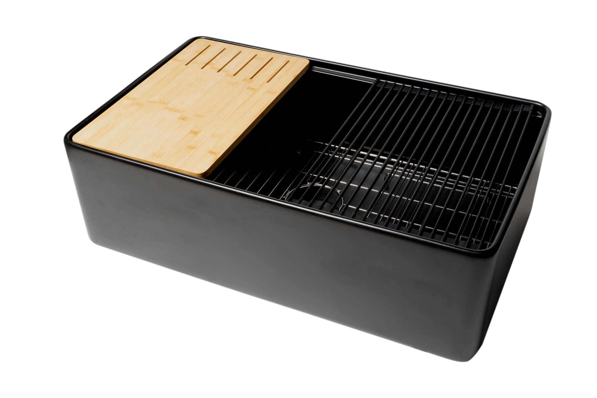 Alternate Image for ALFI brand 33" Fireclay Workstation Farmhouse Step Rim Sink with Accessories, Black Matte, No Faucet Hole, ABFS3320S-BM