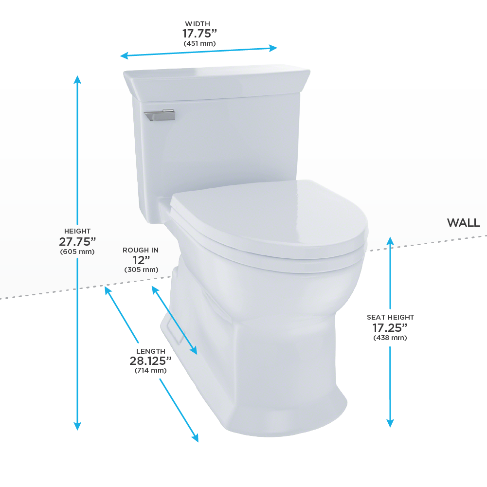 TOTO Eco Soire One Piece Elongated 1.28 GPF Universal Height Skirted Toilet with CEFIONTECT, Colonial White, Vitreous China, MS964214CEFG#11