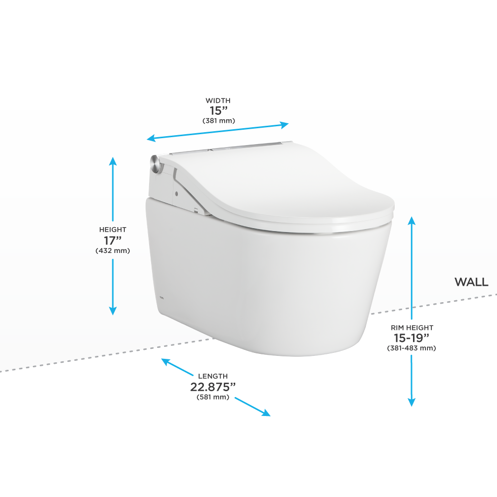 TOTO WASHLET+ RP Wall-Hung D-Shape Toilet with RW Bidet Seat and DuoFit In-Wall 1.28 and 0.9 GPF Auto Dual-Flush Tank System, Matte Silver, Plastic|Steel|Vitreous China, Cotton White, CWT4474547CMFGA#MS