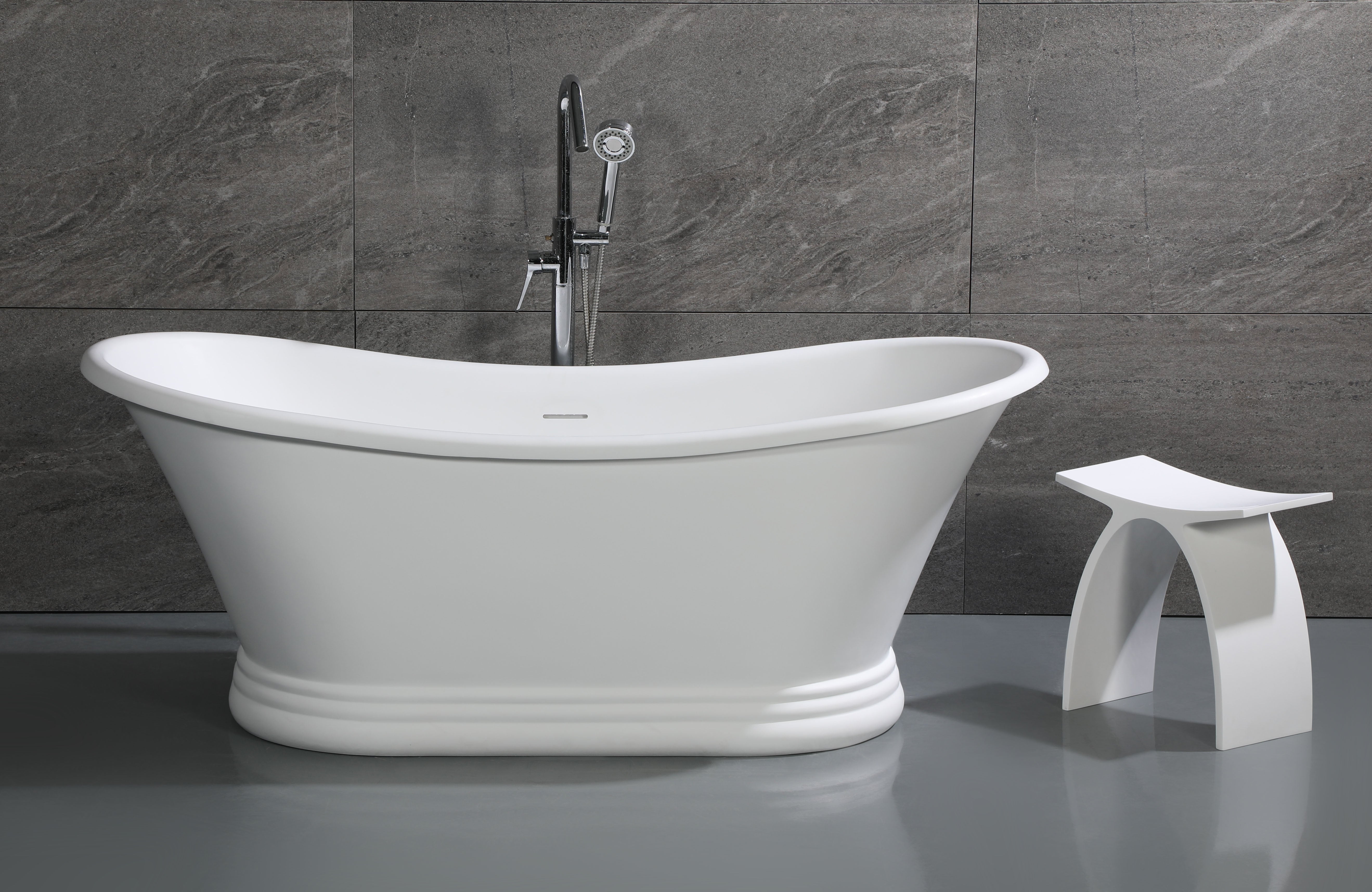 Alternate Image for ALFI brand ABST77 Arched White Matte Solid Surface Resin Bathroom / Shower Stool