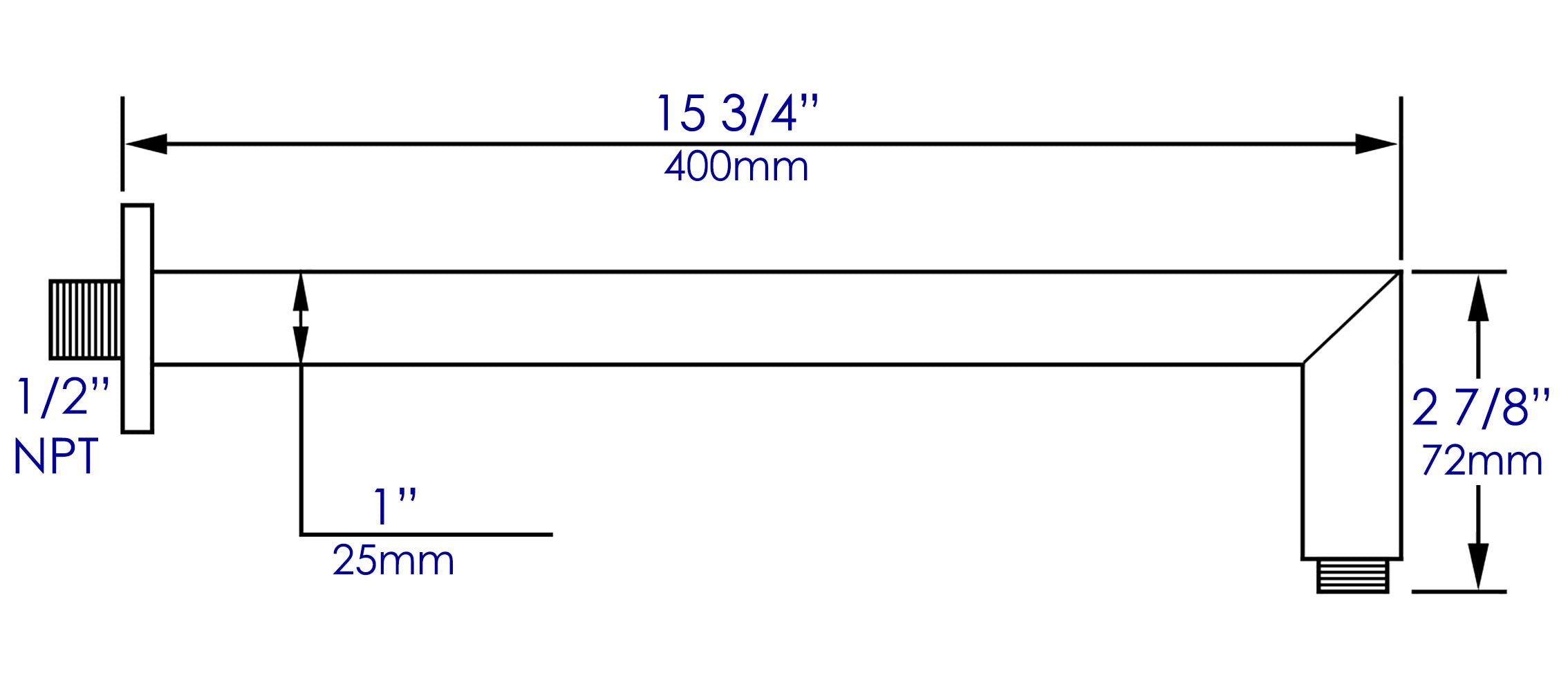 Alternate Image for ALFI brand ABSA16S-PC Polished Chrome 16" Square Wall Shower Arm, Brass