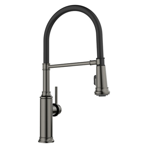 Blanco Empressa Semi-Pro Pull-Down Dual-Spray Kitchen Faucet, Satin Dark Steel, 1.5 GPM, Brass, 443264